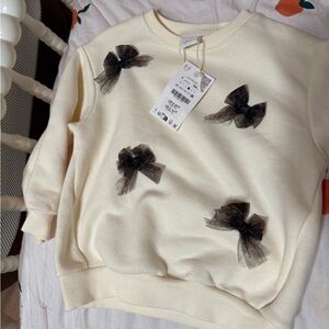 Zara Cream Sweater with Black Bows